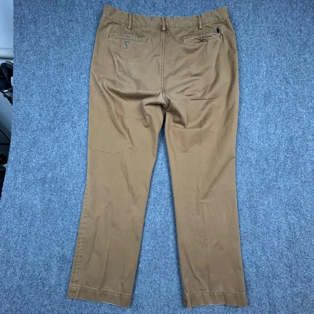 Polo Ralph Lauren Chino Pants Mens 38x30 Tan Classic Cotton Twill Straight Flat